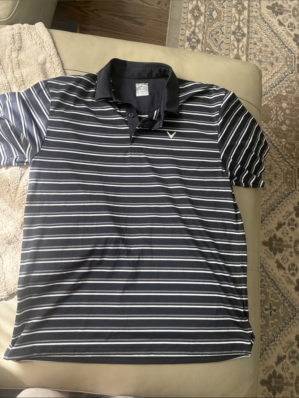Callaway Navy and White Striped Men’s Polo